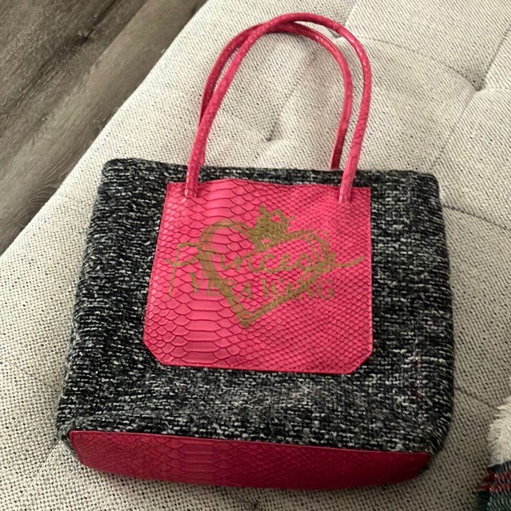 Y2k PRINCESS VERA WANG TOTE BAG PINK/GRAY & BLACK COLOR